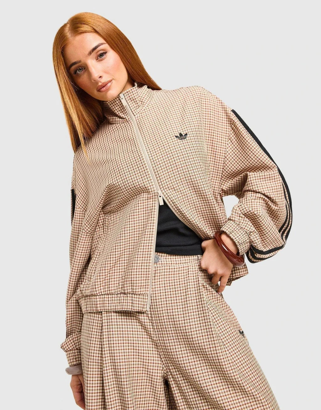 Adidas Originals Chaqueta Deportiva de Cuadros - Beige