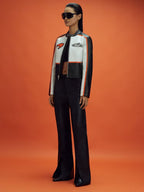 Vintage Style McLaren Racing Leather Jacket - White and Orange