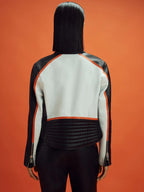Vintage Style McLaren Racing Leather Jacket - White and Orange