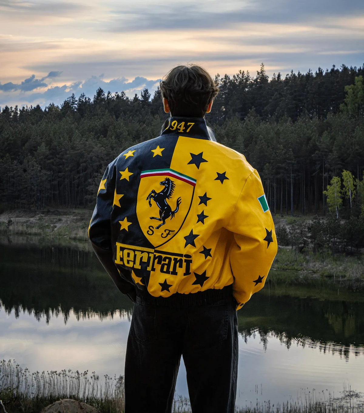 Ferrari Racing Bomber Leather Jacket - Enzo Ferrari Edition
