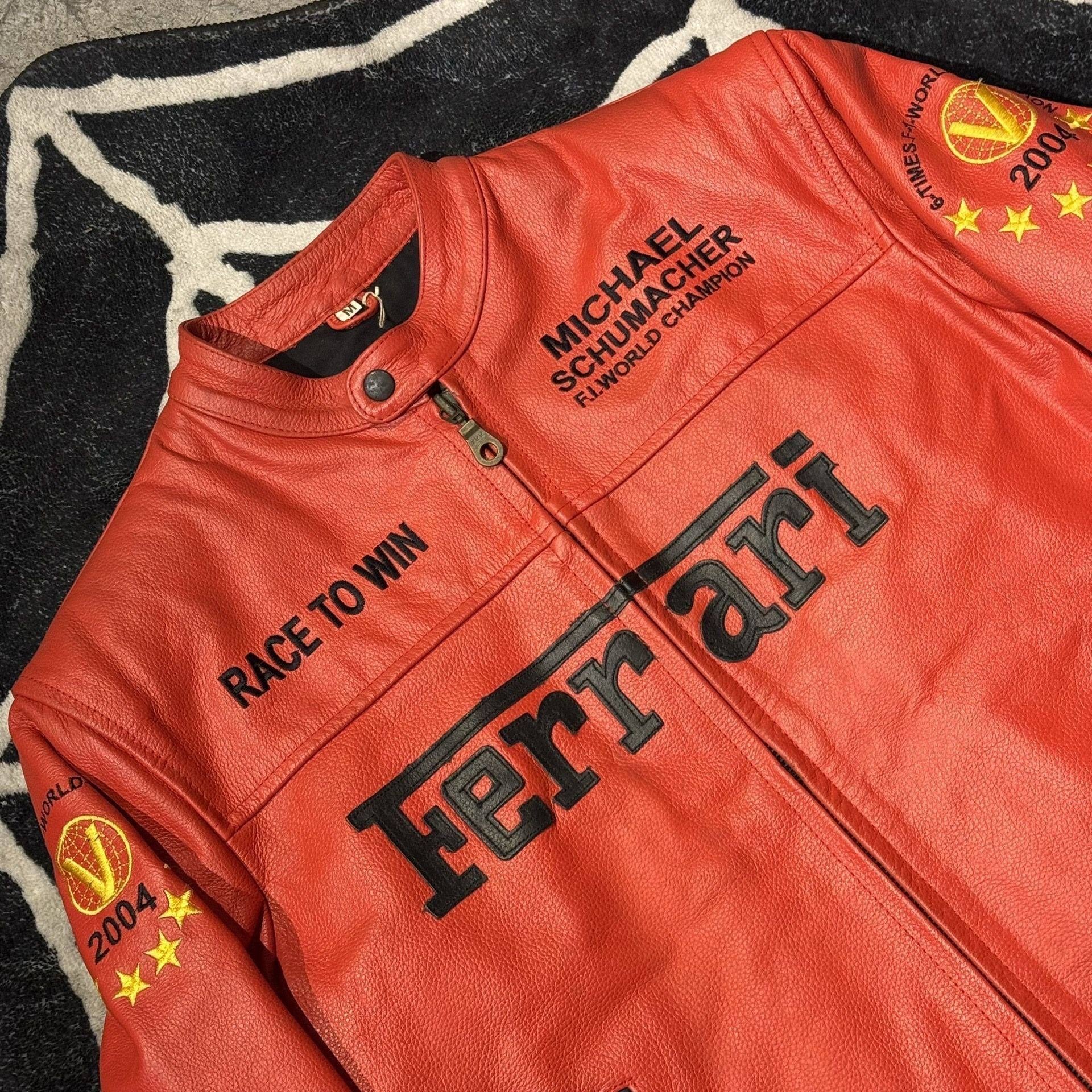 Red Ferrari Leather Jacket - Michael Schumacher Edition