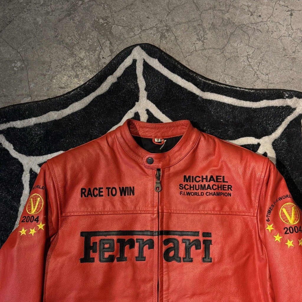 Red Ferrari Leather Jacket - Michael Schumacher Edition