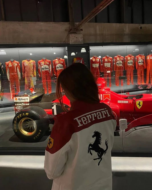 Ferrari F1 Leather Jacket - White and Red Edition