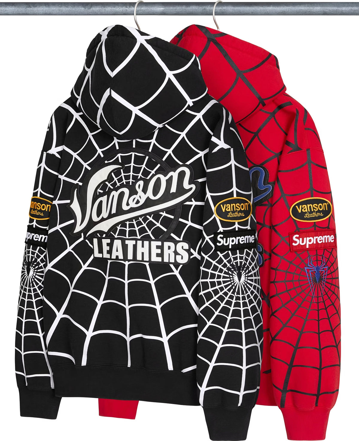 Supreme x Vanson Leathers Spider-Man Web Zip Up Hoodie